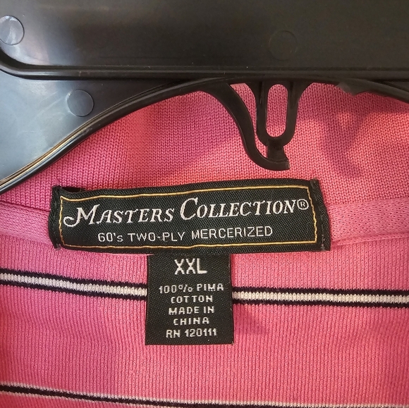 Masters Collection Golf Pink Stripe Pima Cotton Short Sleeve Polo Size XXL - Picture 3 of 6